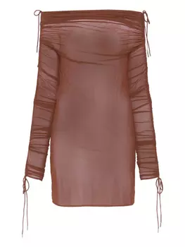 Мини-платье с открытыми плечами Atlein, коричневый