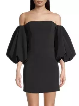 Мини-платье с открытыми плечами и пышными рукавами Toccin, цвет Jet