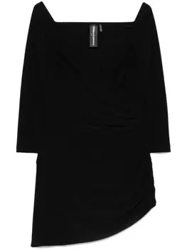 Мини-платье с открытыми плечами и драпировкой Norma Kamali, черный
