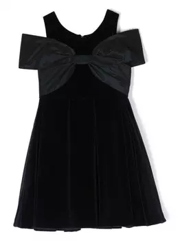 Мини-платье с открытыми плечами и бантом от Lapin House, синий