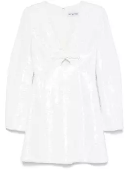 Мини-платье с пайетками Self-Portrait, белый