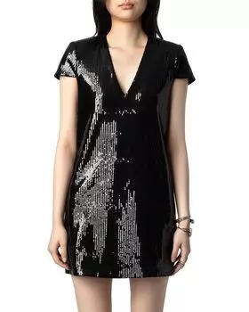 Мини-платье с пайетками Zadig & Voltaire Rashu, черный