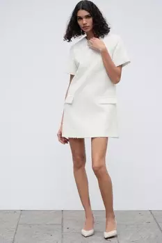 Мини платье с пайетками ZARA, белый
