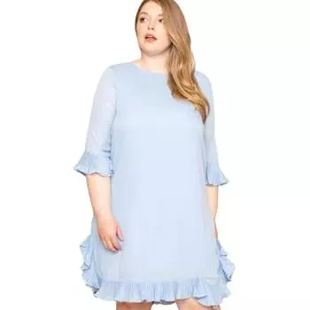 Мини-платье с плиссированными оборками FASHNZFAB, голубой