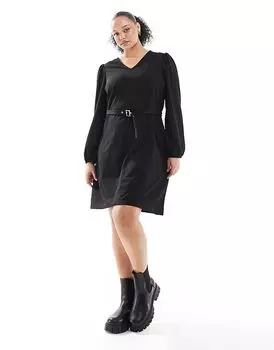 Мини-платье с поясом черного цвета Vero Moda