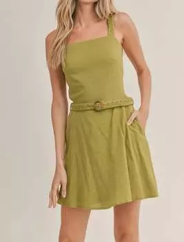 Мини-платье с поясом Glamping в оливковом цвете Sadie & Sage