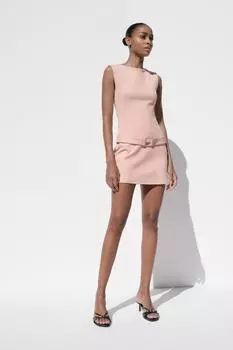 Мини-платье с поясом ZARA, цвет Pastel pink