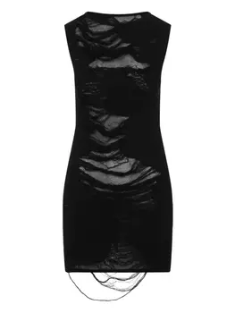 Мини-платье с потертостями MM6 Maison Margiela, черный