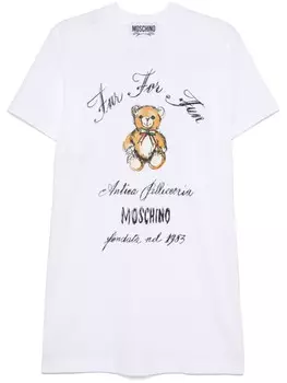 Мини-платье с принтом Moschino Teddy-Bear, белый