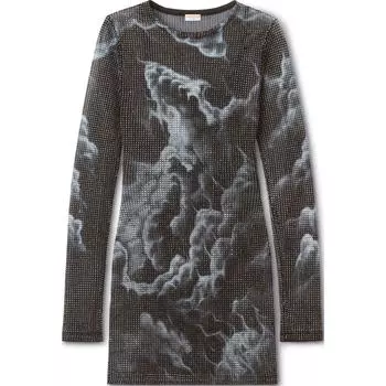 Мини-платье с принтом облаков и кристаллами hotfix Alexander Wang, черный