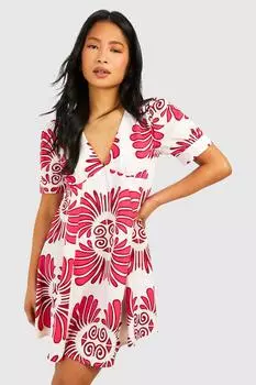 Мини-платье с принтом Petite boohoo, красный
