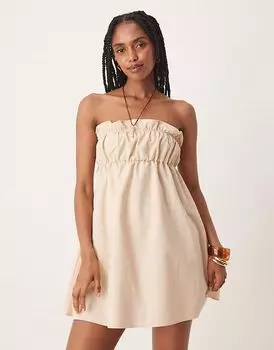 Мини-платье с присборенной грудью ASOS DESIGN в дымчато-сером цвете