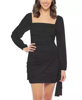 Мини-платье с присборенной юбкой и блестящей отделкой для девушек Juniors Jump, черный