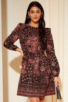 Мини-Платье с приталенным верхом и расклешенным низом с рюшами на рукавах Friends Like These, оранжевый