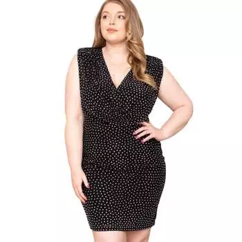 Мини-платье с прозрачными стразами FASHNZFAB, черный