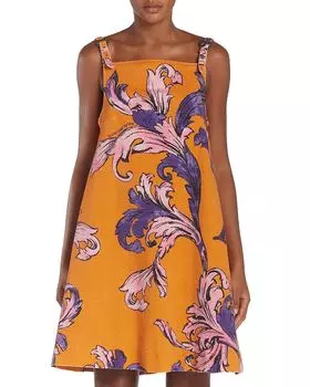 Мини-платье с пряжкой и принтом на бретельках Versace Jeans Couture, оранжевый