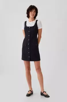 Мини платье с пуговицами Gap, черный