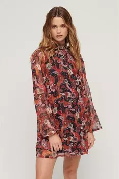 Мини-платье с расклешенными рукавами и принтом Superdry, розовый