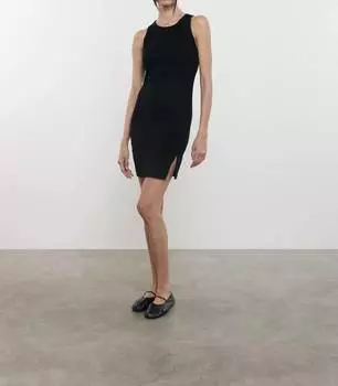 Мини-платье с разрезом черного цвета Enza Costa