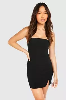 Мини-платье с разрезом спереди boohoo, черный