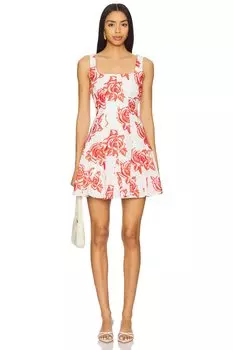 Мини-платье с розовой вышивкой Ariel Milly, red & white