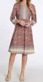 Мини-платье с рукавами 3/4 и V-образным вырезом, разноцветное Multiples, мультиколор