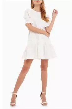 Мини-платье с рукавами-фонариками белого цвета English Factory