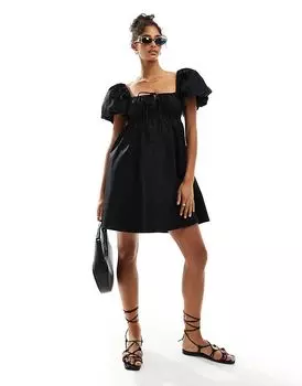 Мини-платье с рукавами-фонариками черного цвета ASOS DESIGN