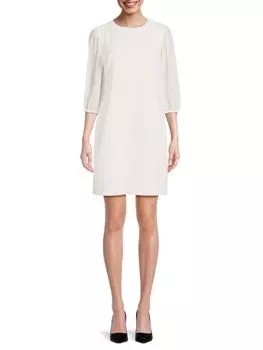 Мини-платье с рукавами в горошек Dkny, цвет Cream