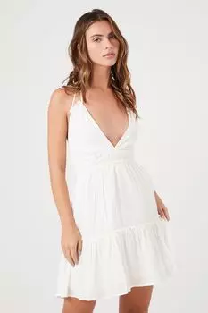 Мини-платье с рюшами и бретельками на бретельках Forever 21, белый