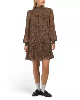 Мини-платье с рюшами и принтом Ditsy Yoryu Cece, цвет Spice