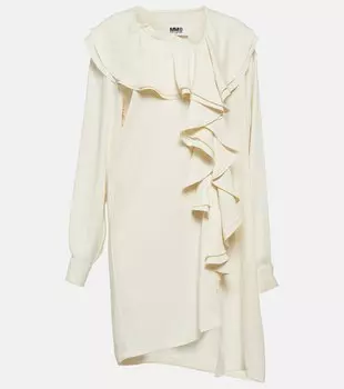 Мини-платье с рюшами MM6 MAISON MARGIELA, нейтральный