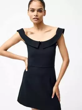 Мини-платье с шепчущим воротником French Connection, черный