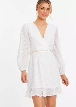 Мини-платье с шевронным узором Quiz, белый