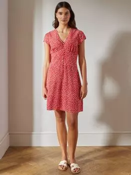 Мини-платье с струящимся цветочным принтом Albaray, красный