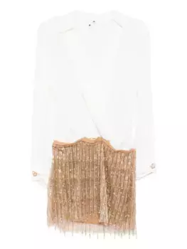 Мини-платье с юбкой, расшитой пайетками Elisabetta Franchi, белый