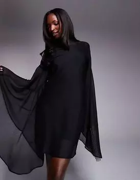 Мини-платье с увеличенными рукавами черного цвета ASOS DESIGN