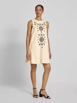 Мини-платье с узорчатой вышивкой модель «ДОНАЛЬД» Weekend Max Mara, кремовый