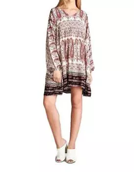 Мини-платье с V-образным вырезом и узором пейсли розового цвета Velzera