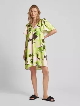 Мини-платье с V-образным вырезом Selected Femme, зеленый
