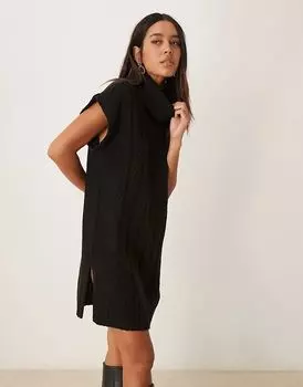 Мини-платье с воротником-стойкой черного цвета JDY