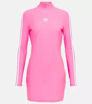 Мини-платье с воротником-стойкой и логотипом из коллаборации с Adidas BALENCIAGA, розовый