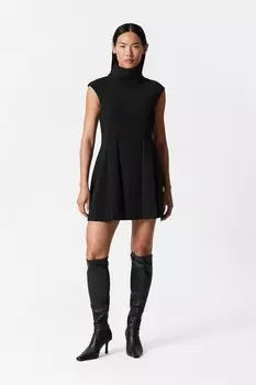 Мини-Платье с воротником-водолазкой и складками & Other Stories, черный