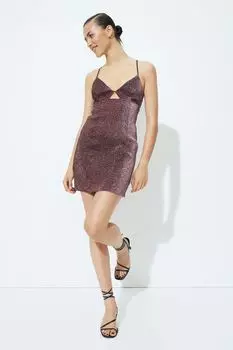 Мини-платье с вырезами H&M, темно-красный/блеск