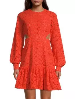 Мини-платье с вырезами и люверсами Michael Kors, цвет Optic Orange