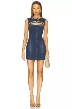 Мини-платье с вырезами из кристаллов Area, dark blue