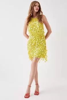 Мини-платье с вырезом халтер и пайетками Coast, желтый