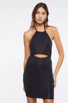 Мини-платье с вырезом и бретелькой на бретельках Forever 21, черный