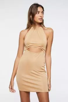 Мини-платье с вырезом и бретелькой на бретельках Forever 21, сафари