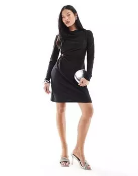 Мини-платье с вырезом и драпировкой черного цвета Vero Moda
